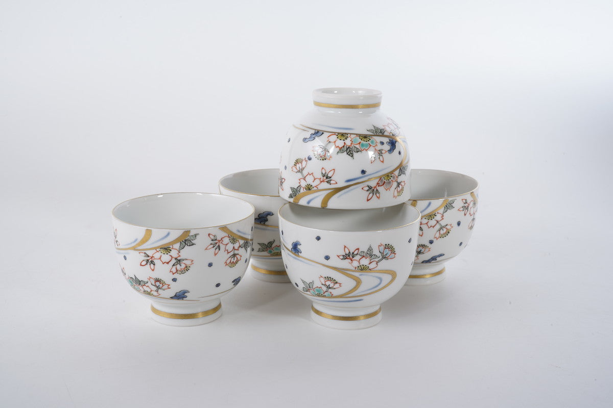 流水桜 煎茶碗揃