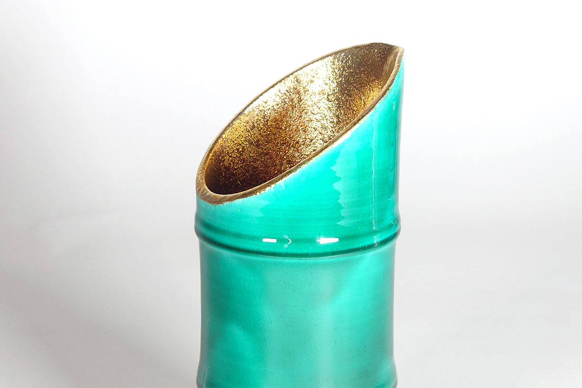 竹型青交趾金彩 酒器