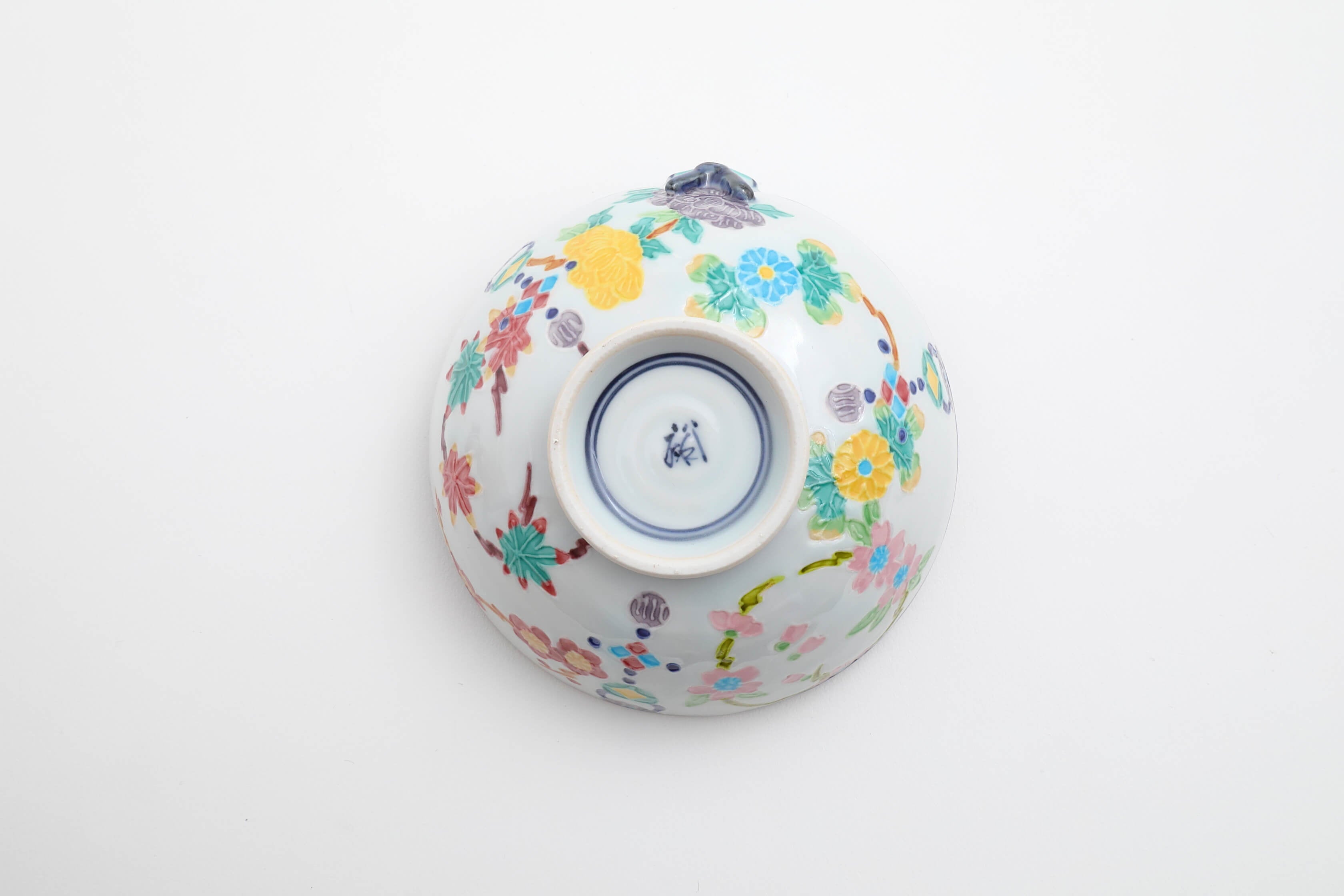 一閑人花丸紋つなぎ(青) 飯碗