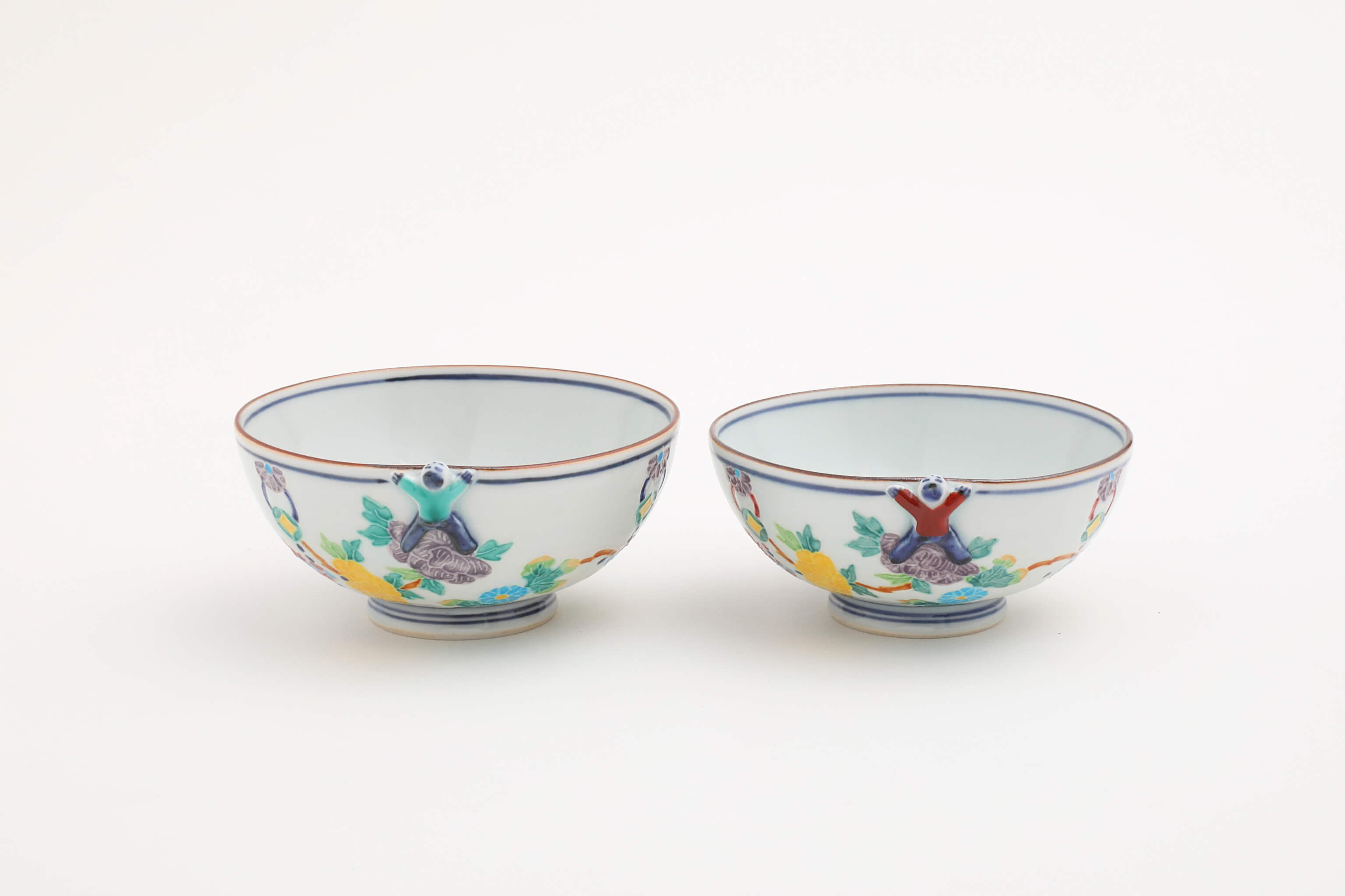 一閑人花丸紋つなぎ(赤) 飯碗