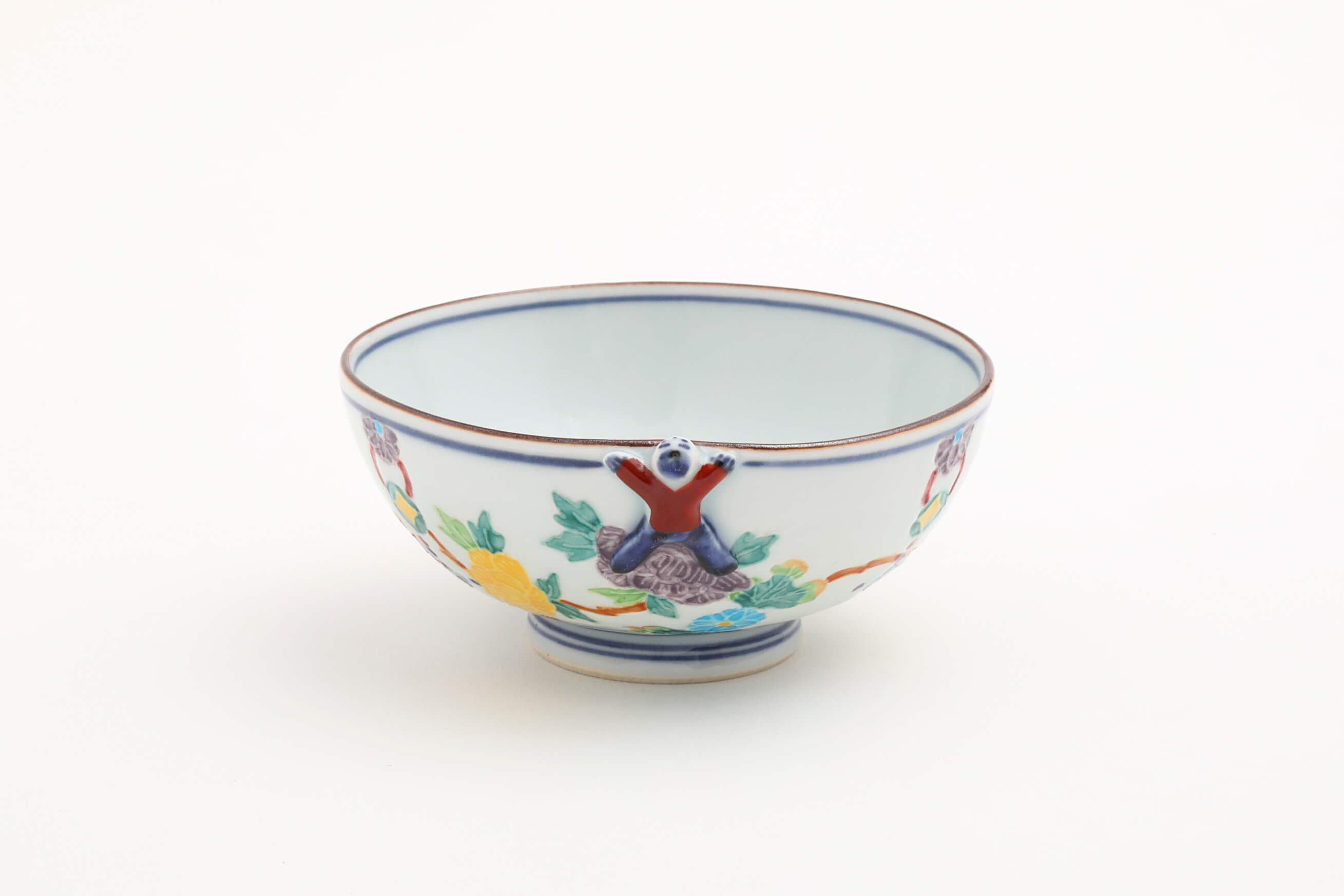 一閑人花丸紋つなぎ(赤) 飯碗