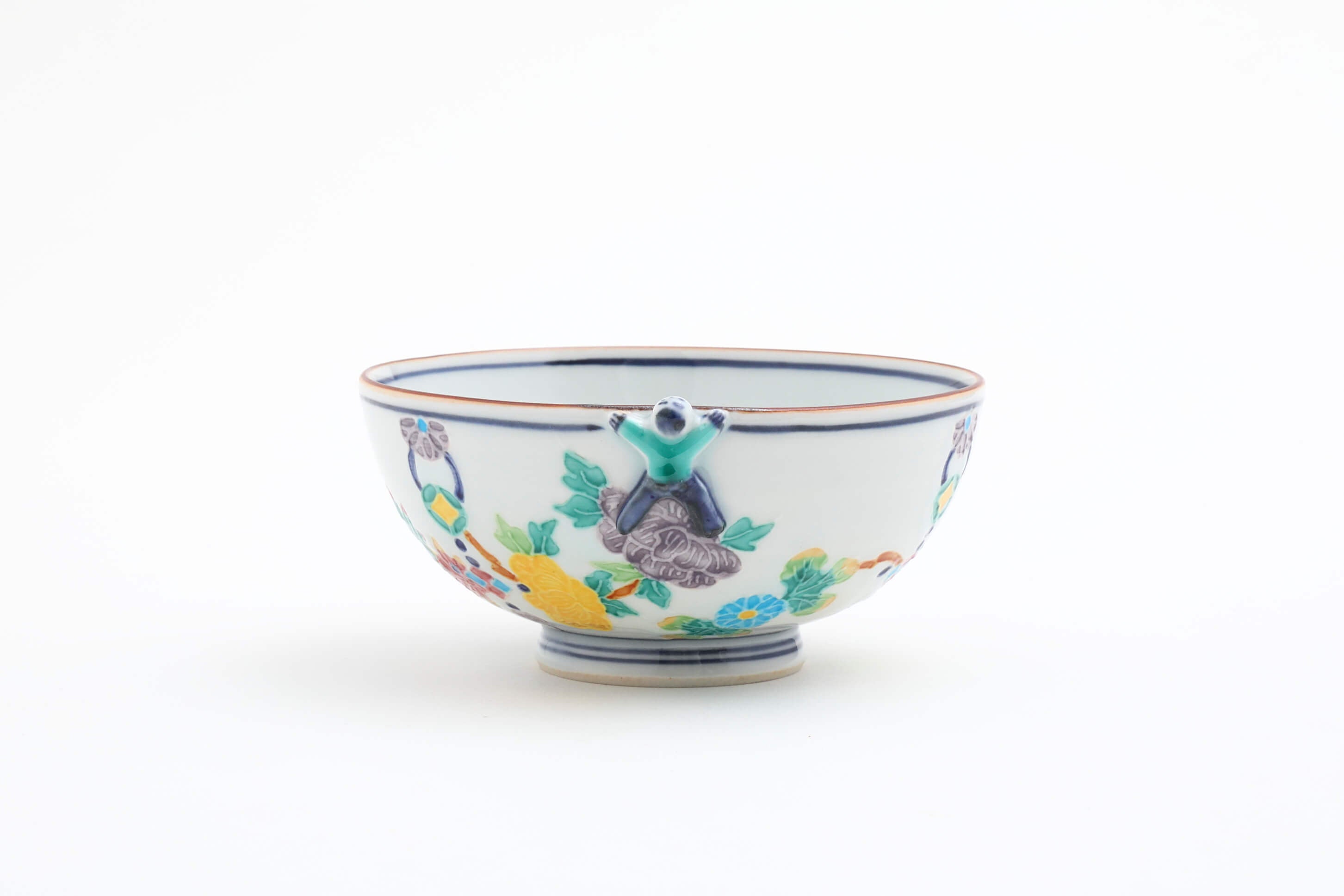 一閑人花丸紋つなぎ(青) 飯碗