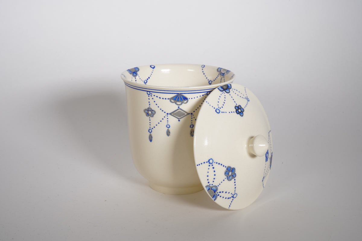 仁清 色絵瓔珞文 青 蓋付湯呑