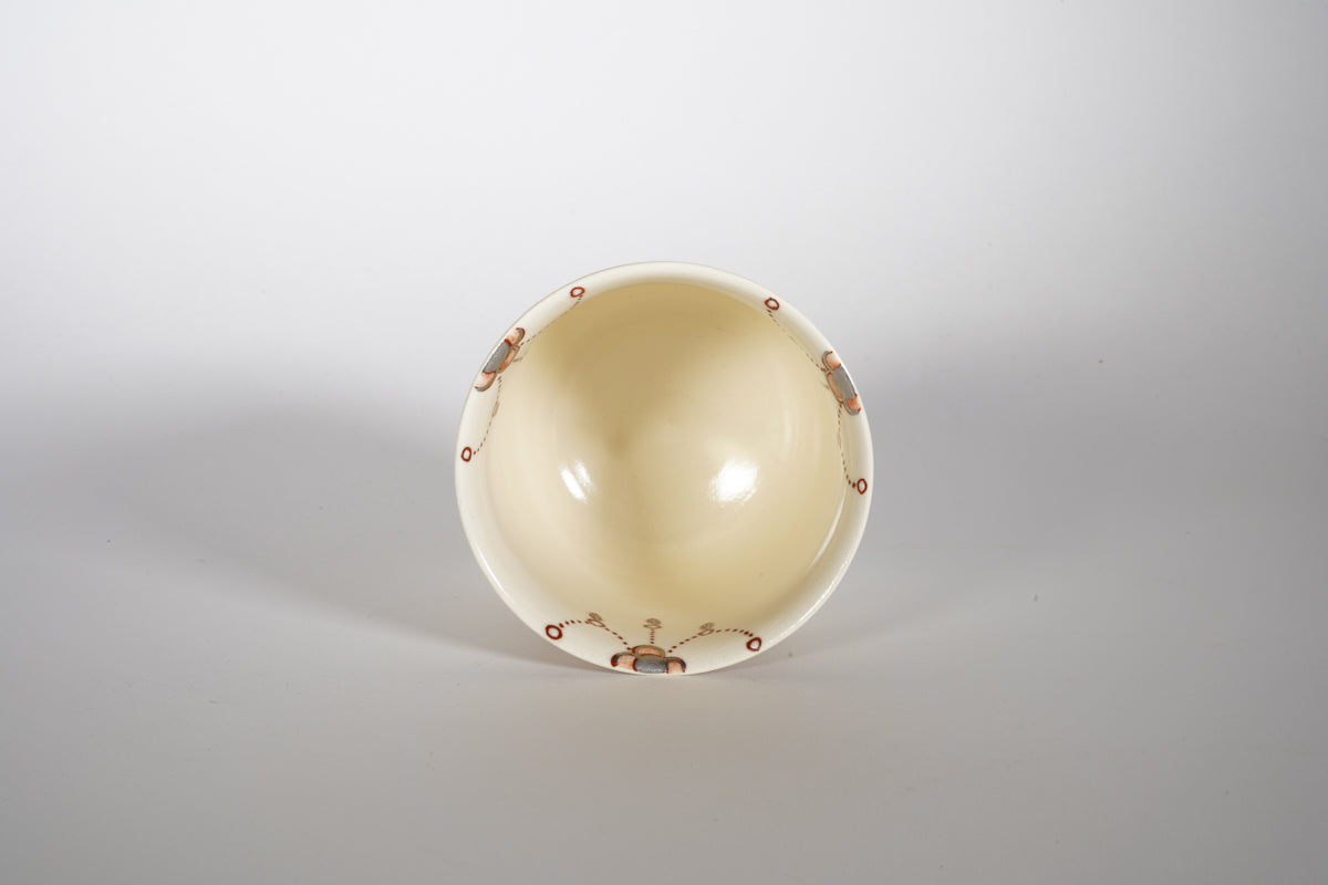 仁清 色絵瓔珞文 赤 蓋付湯呑