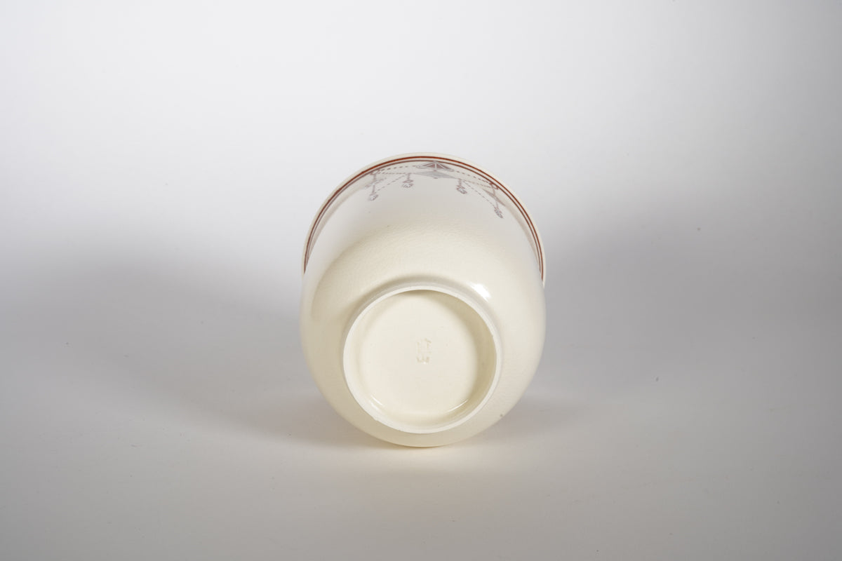 仁清 色絵瓔珞文 赤 蓋付湯呑