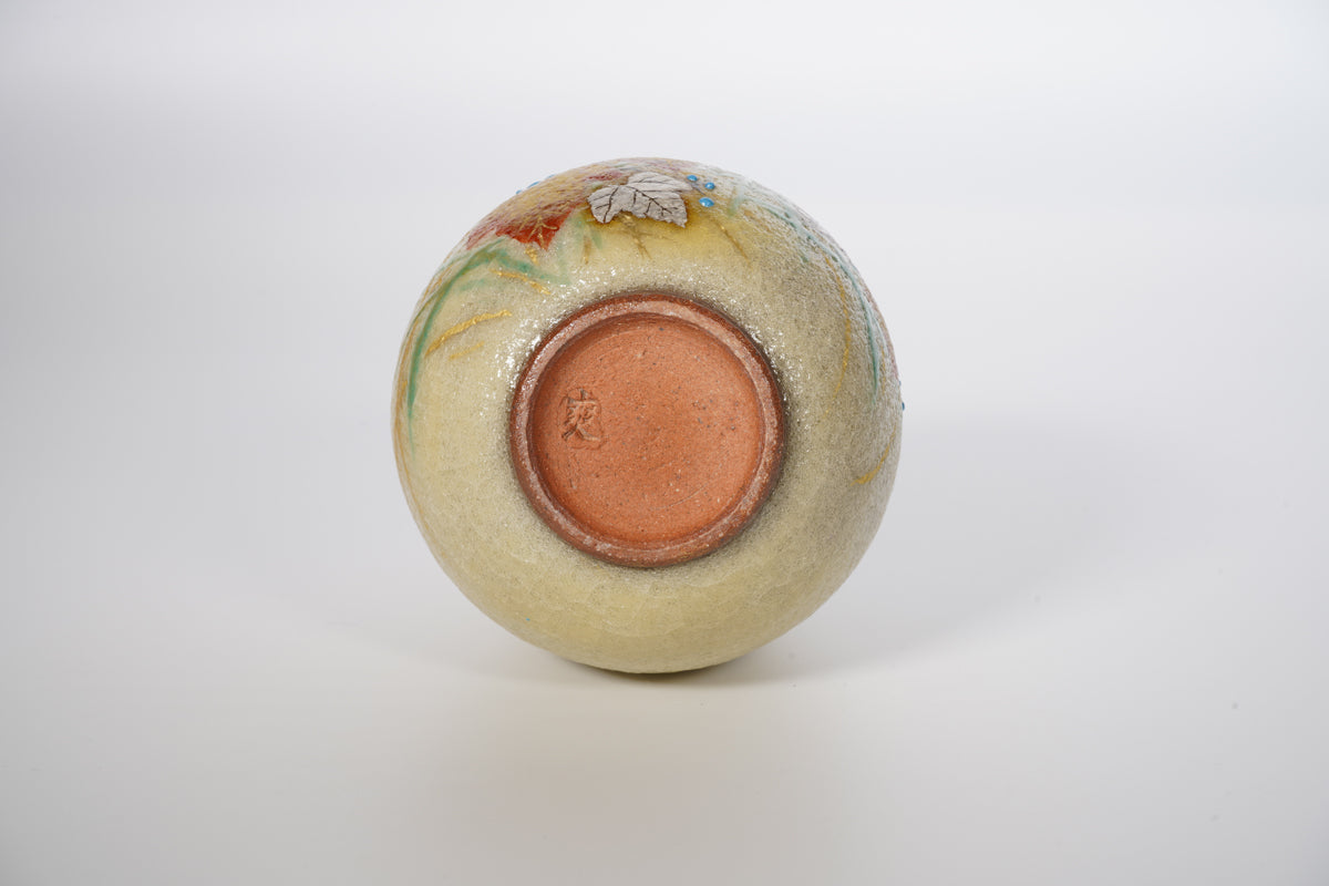 色絵金銀彩花鳥 山雀 徳利【炎芸術】