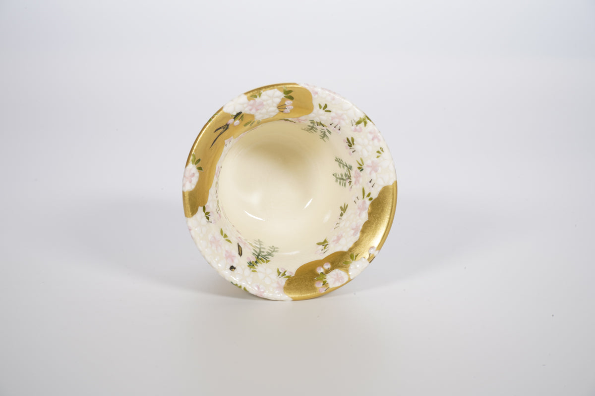 久蔵写 櫻図 透かしぐい呑【炎芸術】