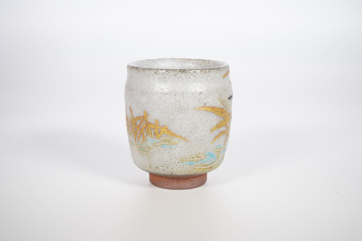 色絵金銀彩花鳥 カワセミ ぐい呑【炎芸術】
