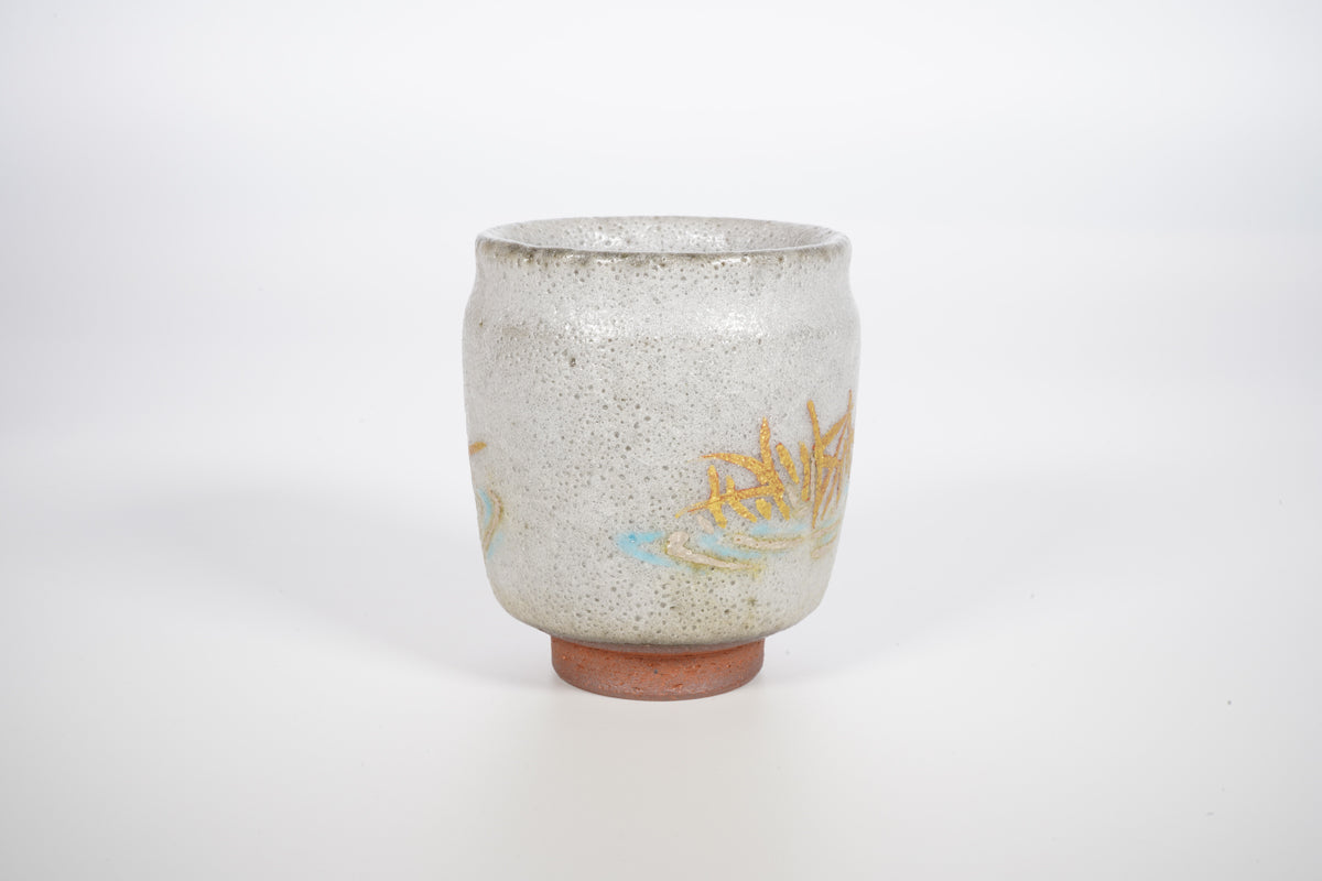 色絵金銀彩花鳥 カワセミ ぐい呑【炎芸術】