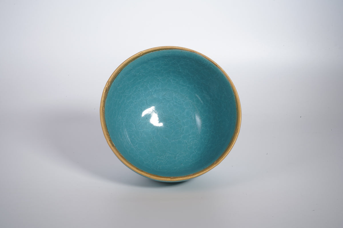 青瓷印花金彩 抹茶碗
