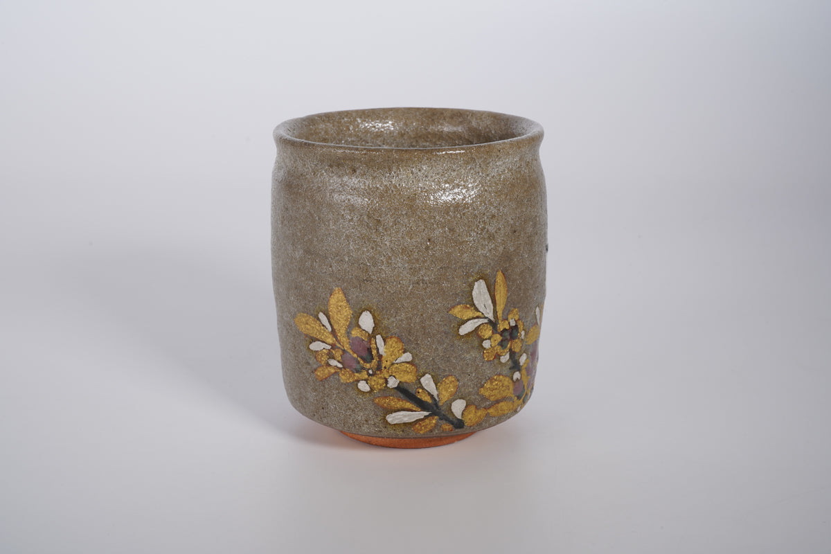 色絵金銀彩花鳥 木瓜に柄長 湯呑【限定品】