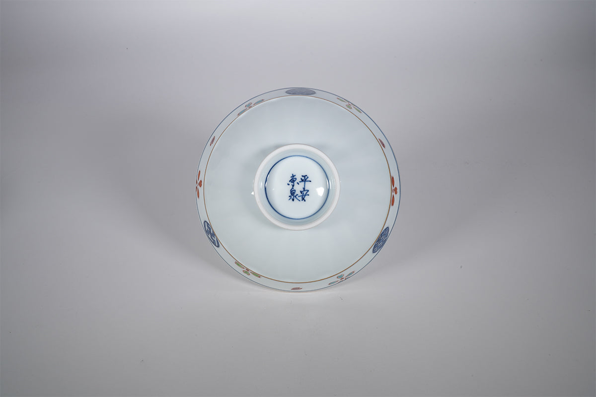 着彩桜に丸紋 組飯碗