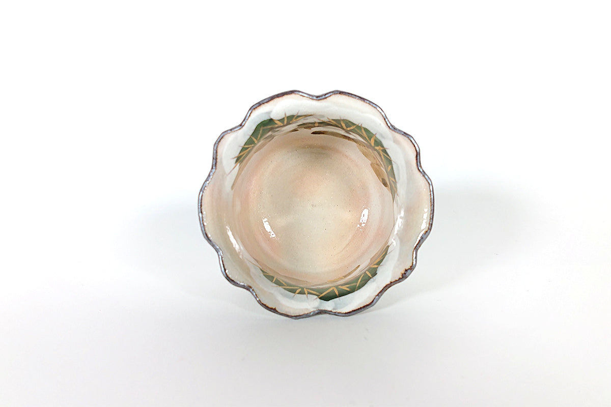 色絵乾山写 雪松 小付