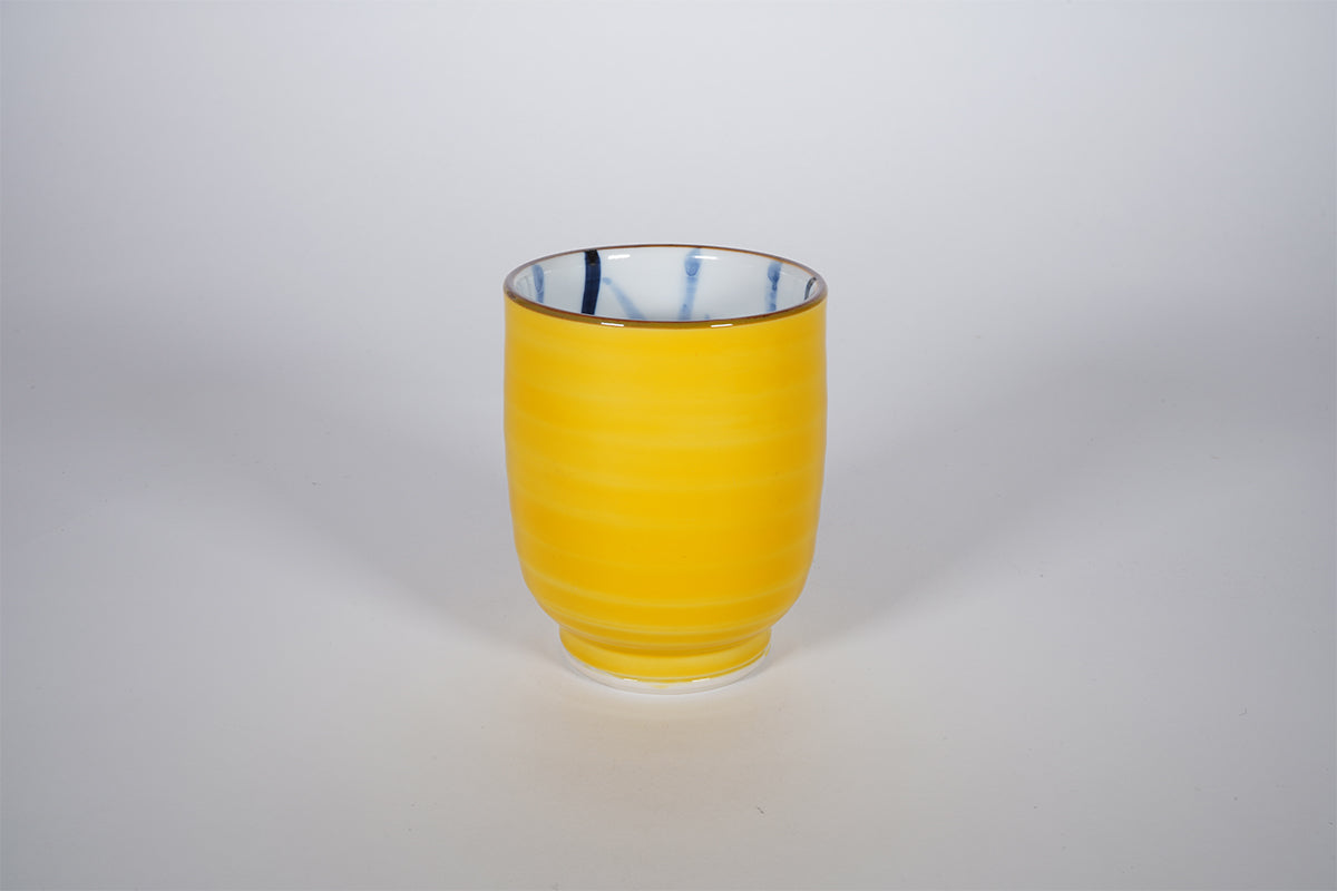 黄交趾内染付竹 組湯呑