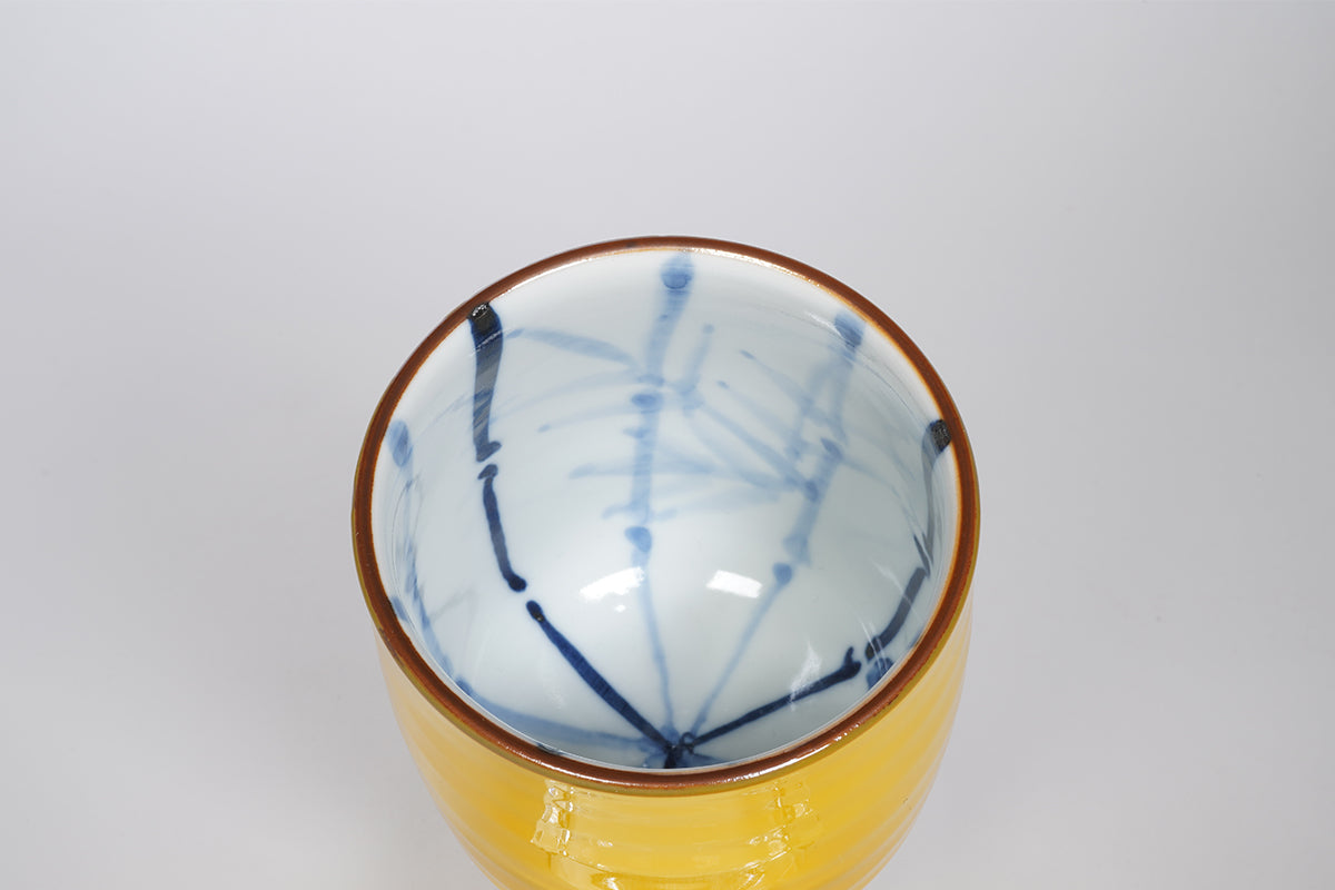 黄交趾内染付竹 組湯呑