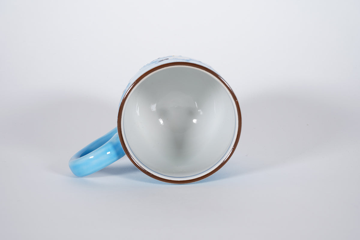 鶴に松竹梅 青 マグカップ