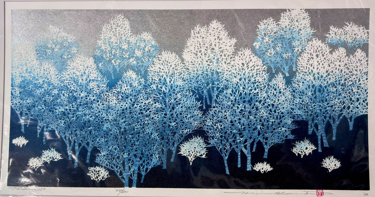 木版畫　TreeScene159　並木一