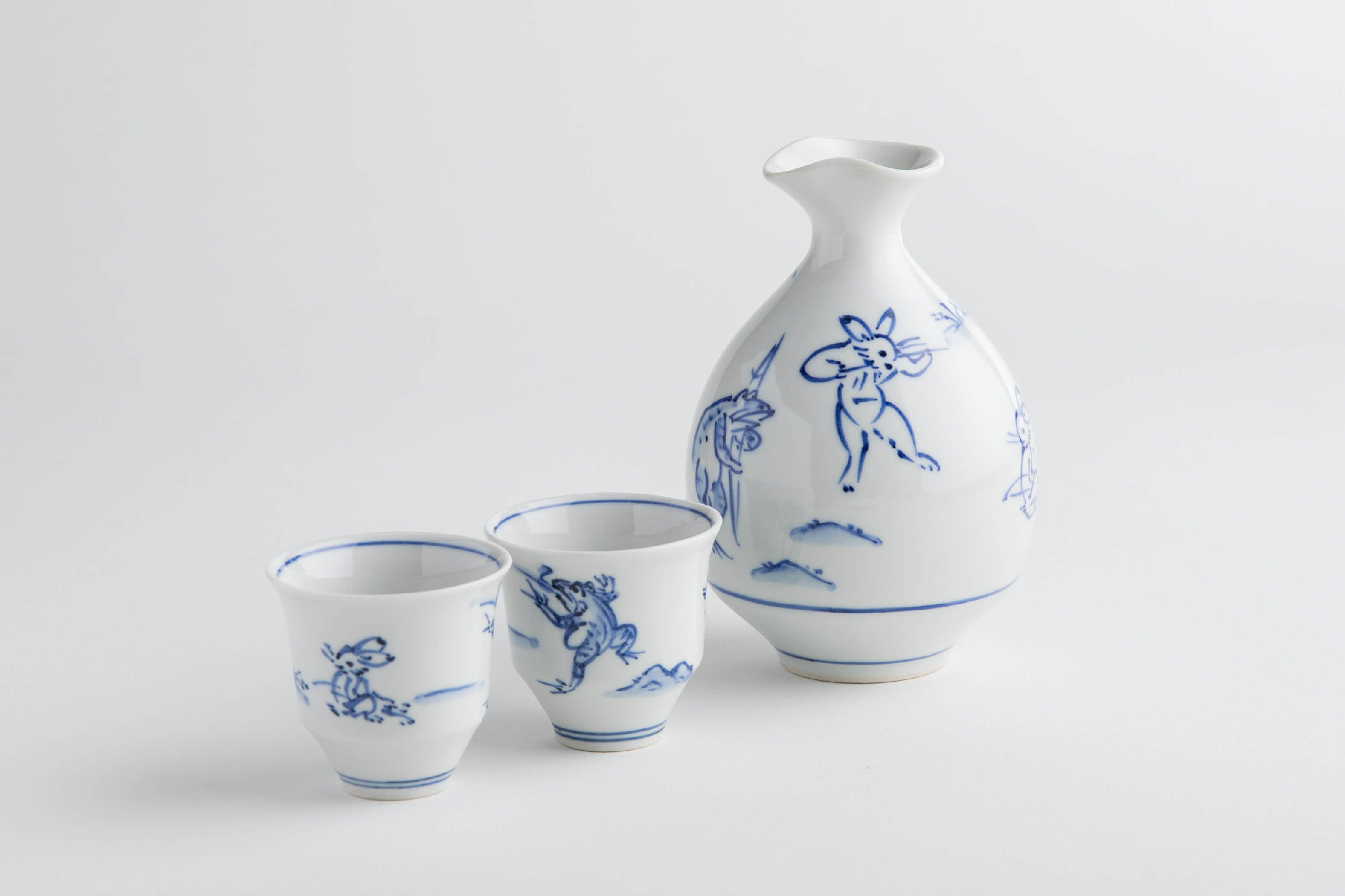 鳥獣戯画 酒器 - 酒器-1Pot 2Cups-