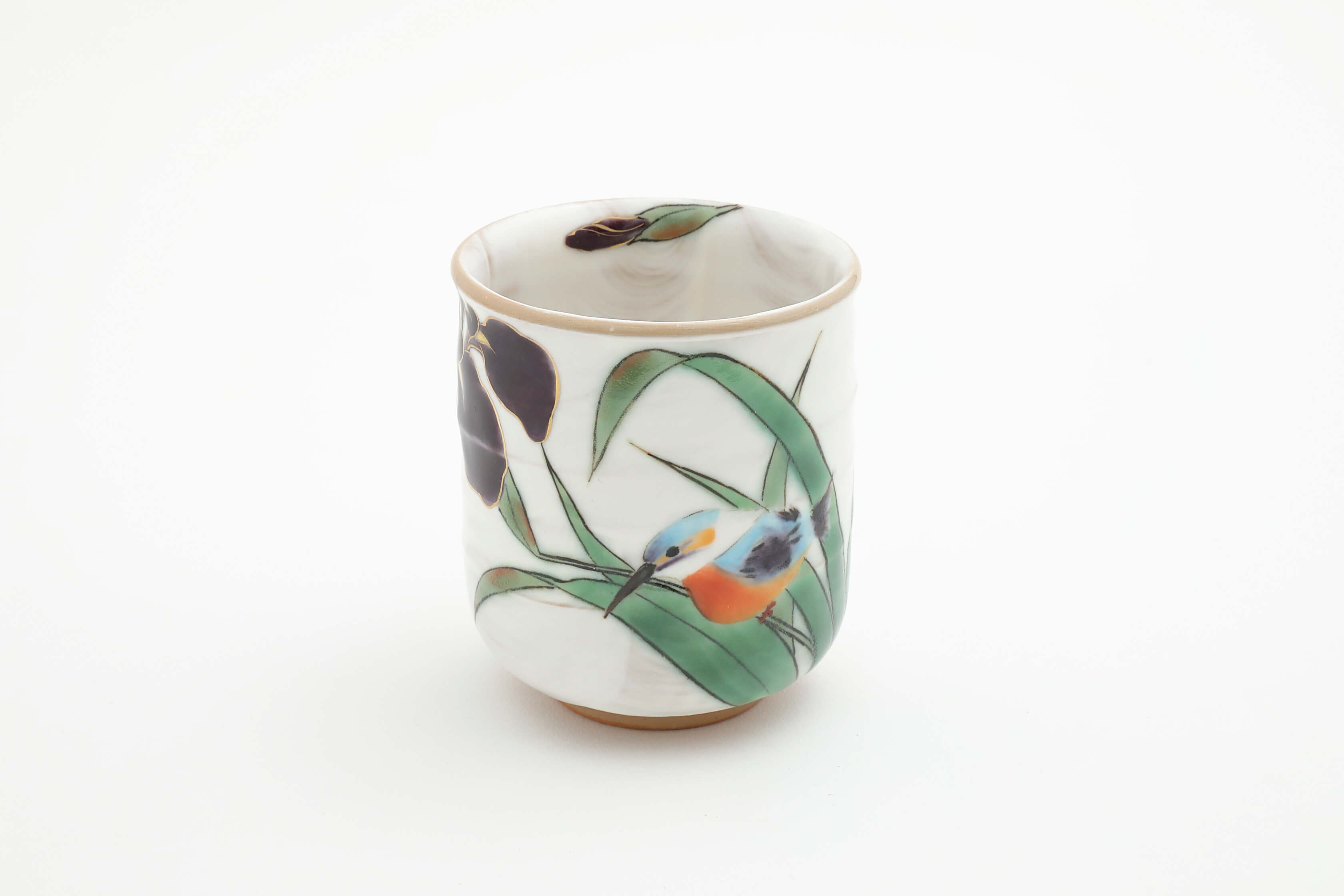 花鳥図 菖蒲 カワセミ 湯呑