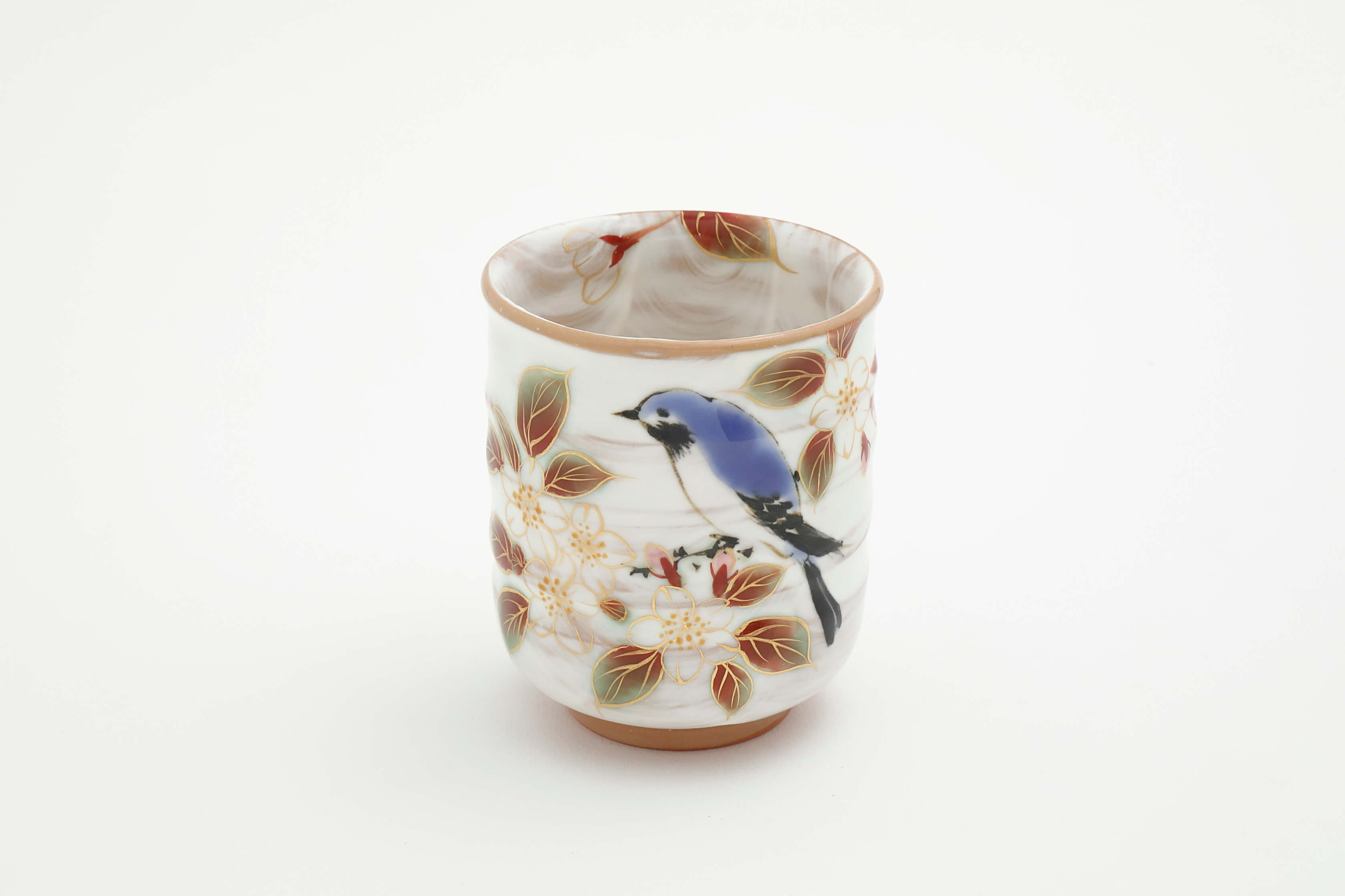 花鳥図 桜 オオルリ 湯呑