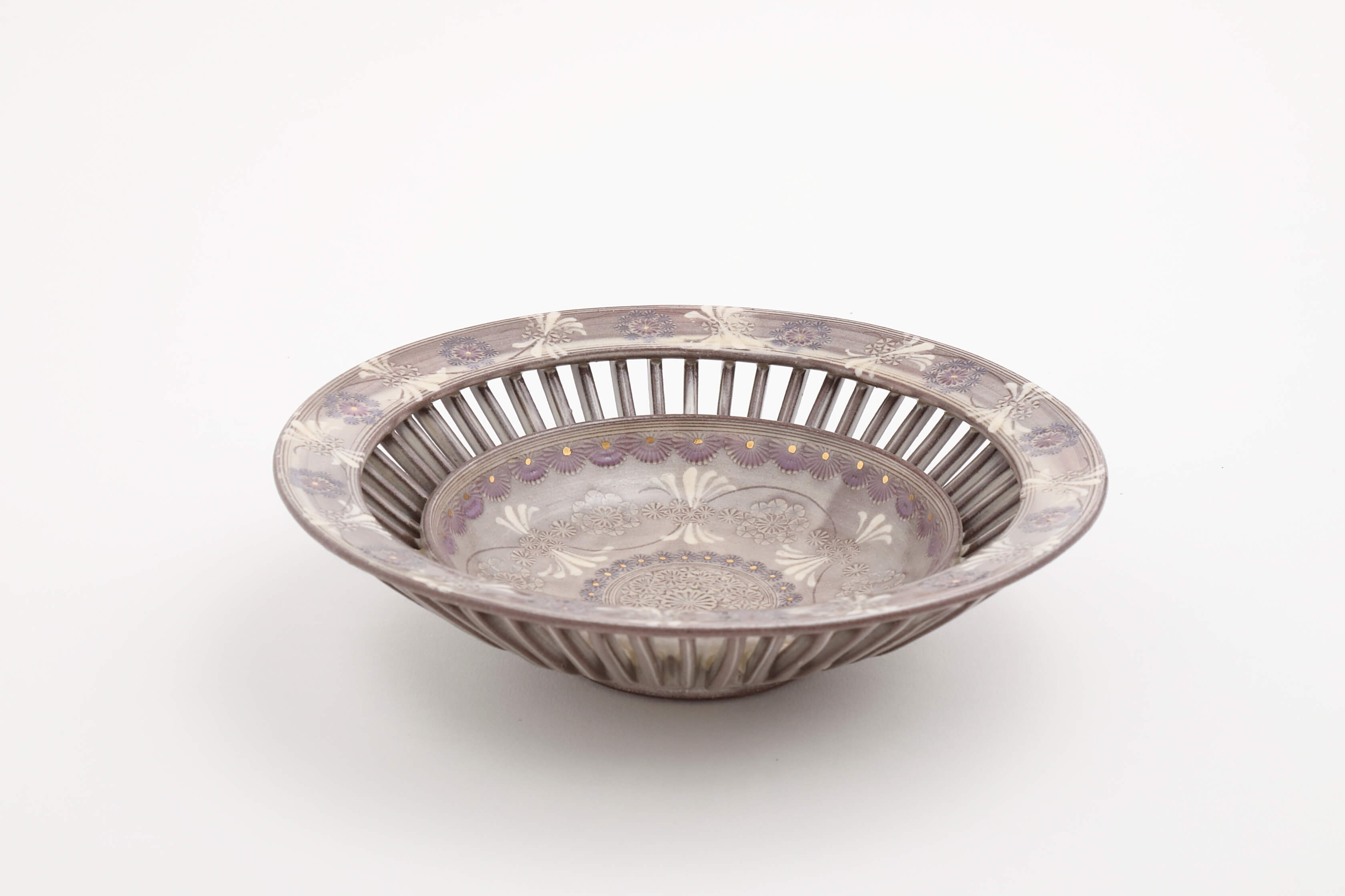 紫彩華紋 透かし鉢