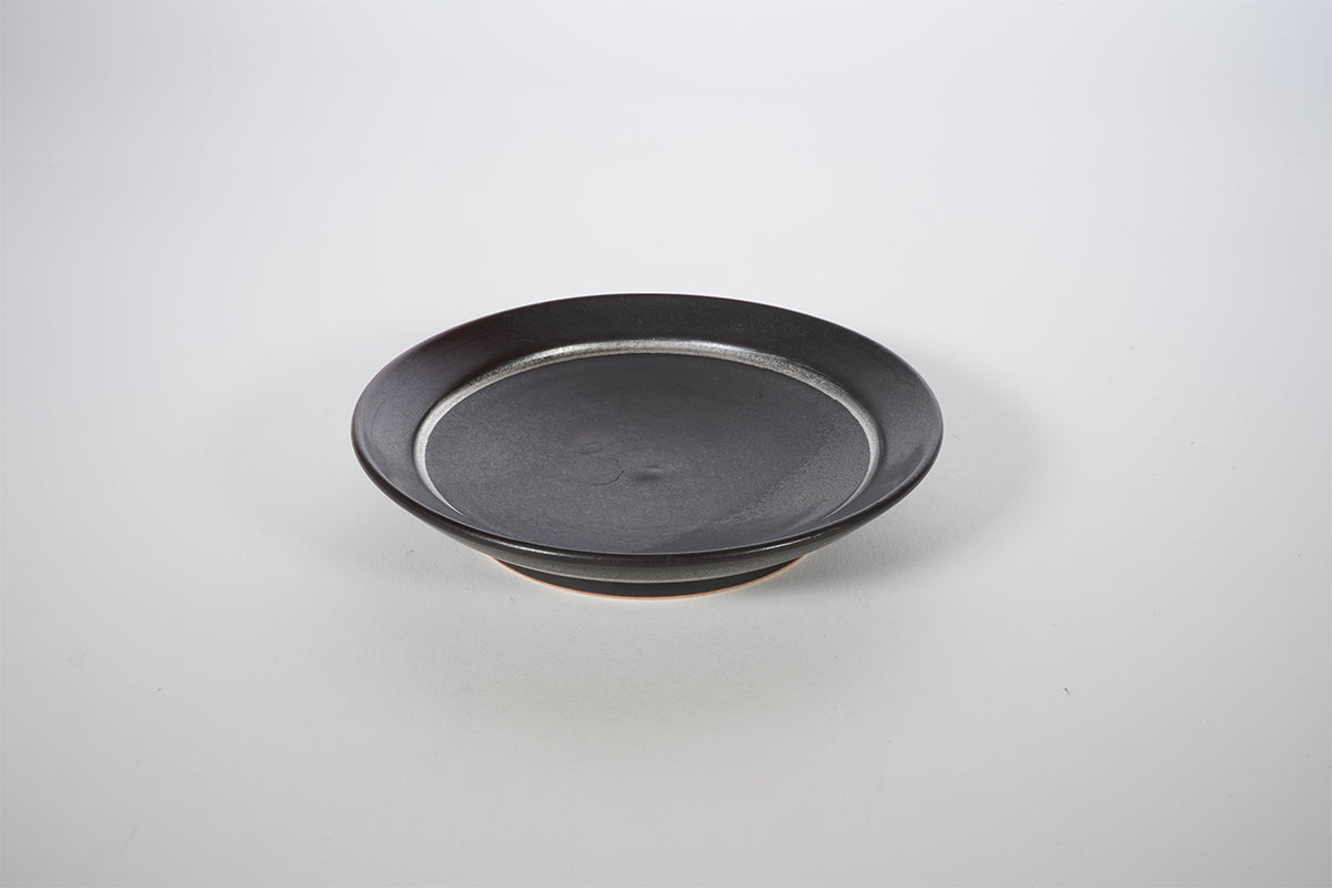 マットブラック 銀彩 小皿